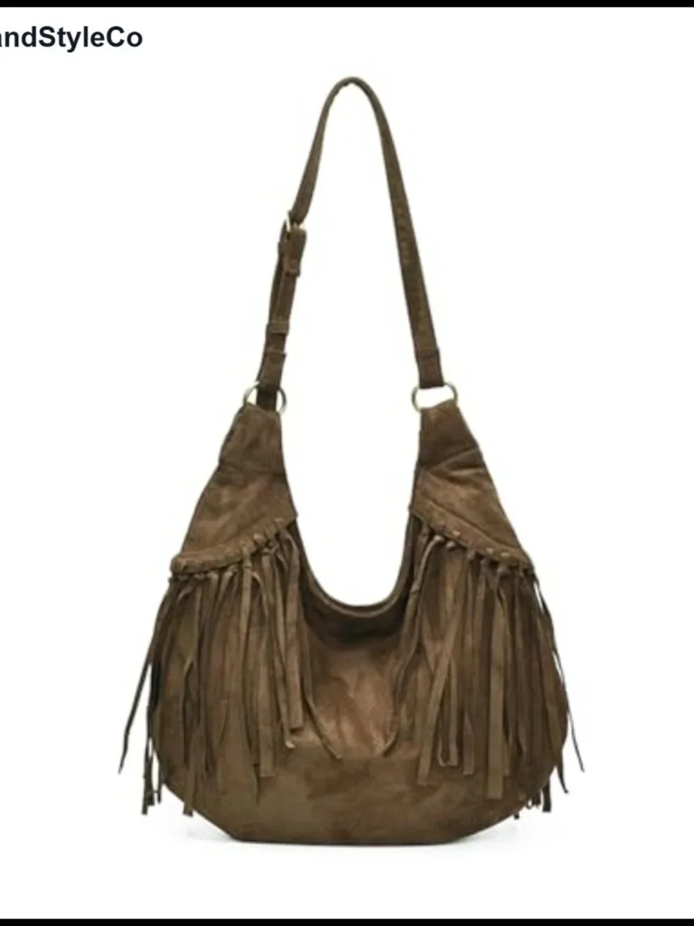 Faux Suede Hobo Bag for Women Crescent Fringe Crossbody Shoulder Purse Y2K Retro